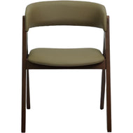 Set of 2 Modern Walnut Dining Chair with Curved Backrest and Beige Upholstery