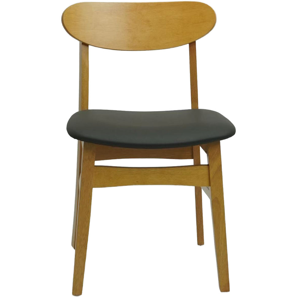 Set of 2 Wood Dining Chair with Dark Gray Seat- Light and Dark Wood Options