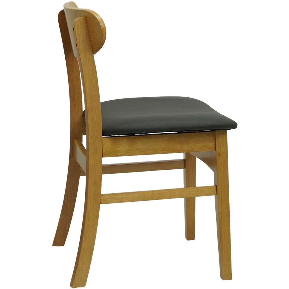 Set of 2 Wood Dining Chair with Dark Gray Seat- Light and Dark Wood Options