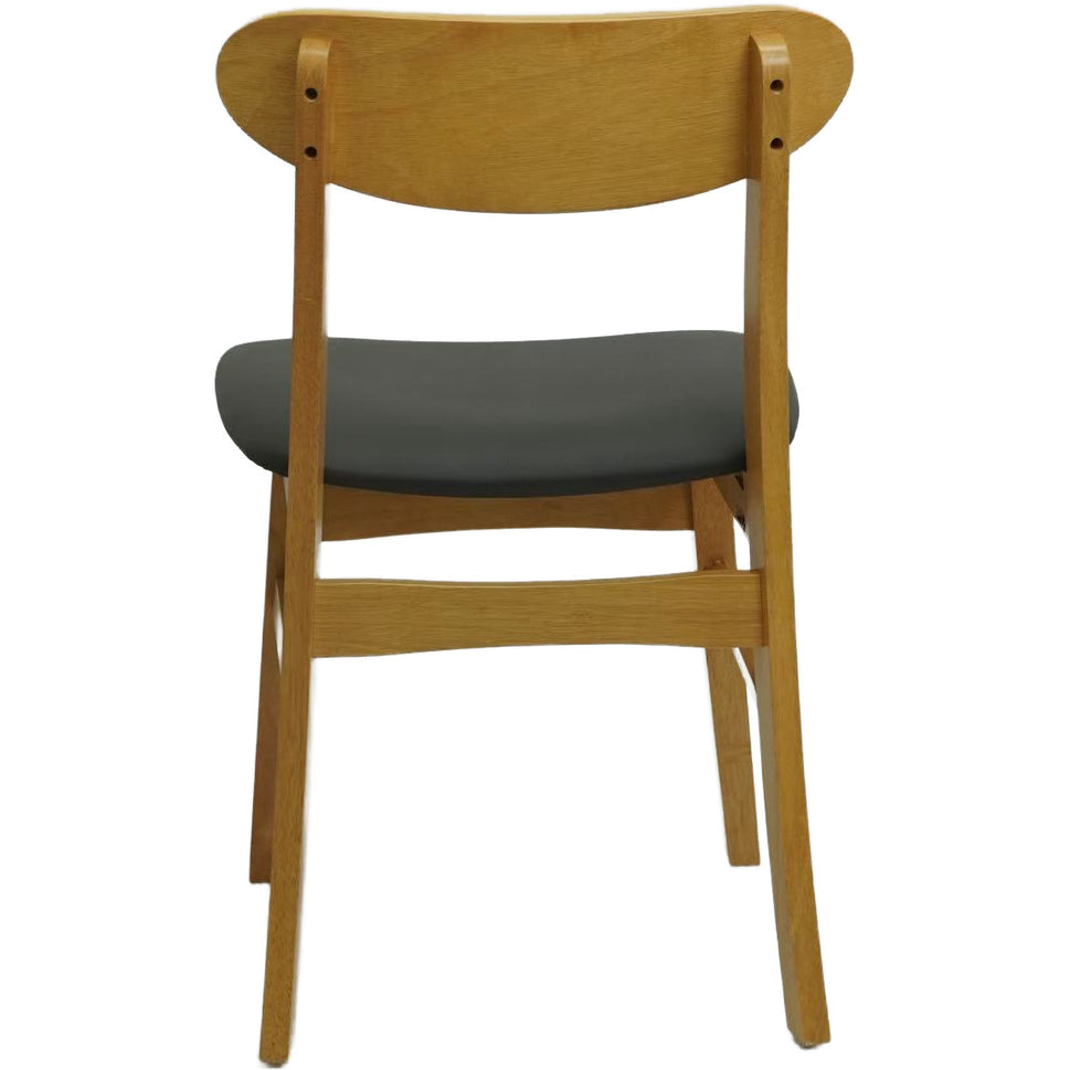 Set of 2 Wood Dining Chair with Dark Gray Seat- Light and Dark Wood Options