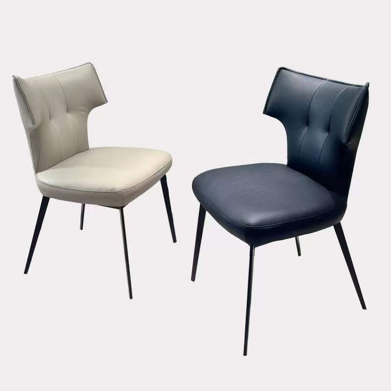 Contemporary Tufted Upholstered Dining Chair with Wingback Design & Gold-Capped Legs