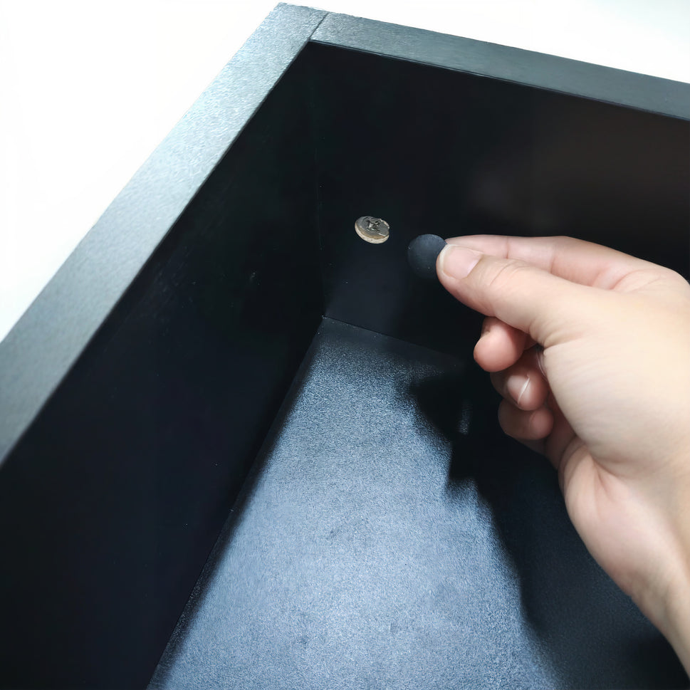 31.5" Modern Planter Cabinet – Black Frame with Natural Wood Panels