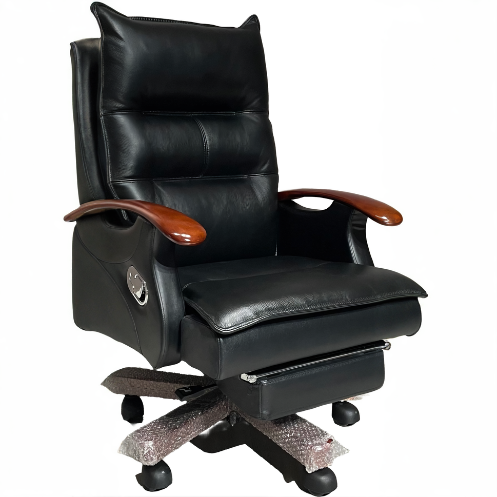 Executive Leather Office Chair – Reclining Desk Chair with Foot Rest