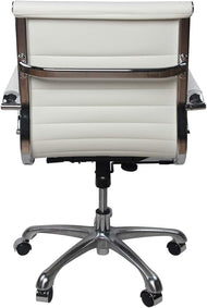 White PU Leather Ergonomic Executive Office Desk Task Chair(Mid-Back, White)