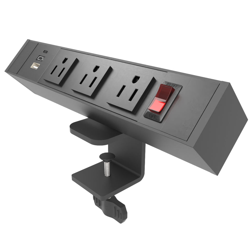 Power Strip with Surge Protection and Desktop Clamp