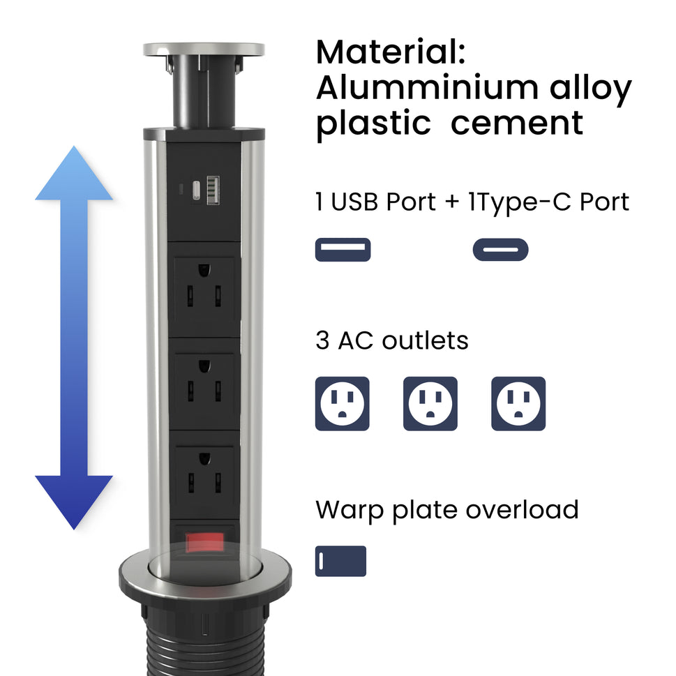 Desk-Inset Power Strip with Surge Protection