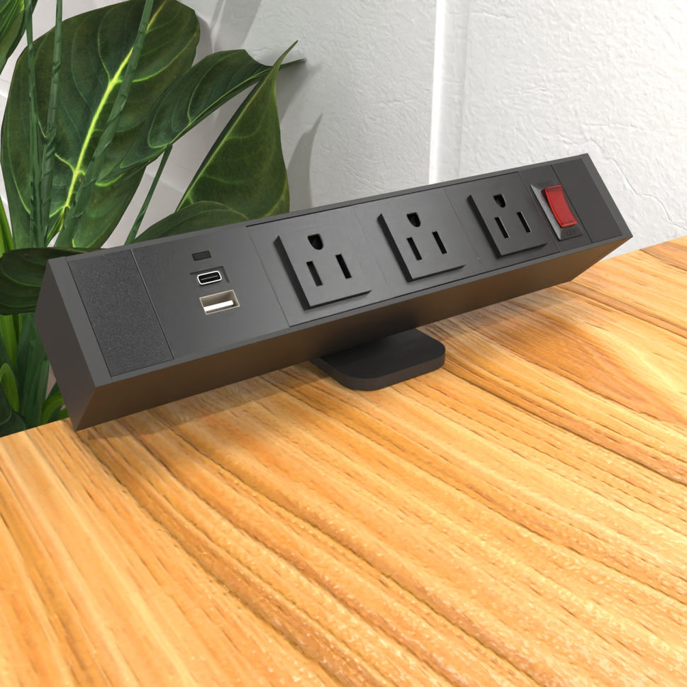 Power Strip with Surge Protection and Desktop Clamp