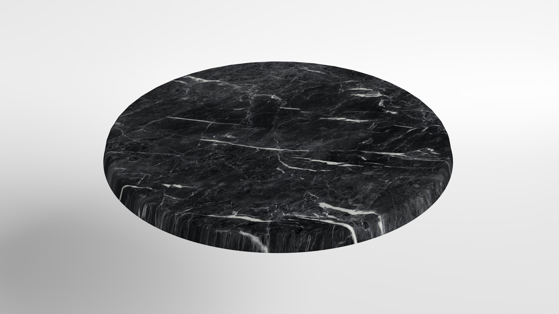 Commercial-Grade Indoor & Outdoor Table with Reinforced Stone-Composite Top: Round Black Marble-Like