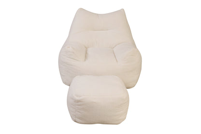 Bouclé Beanbag Chair with Ottoman