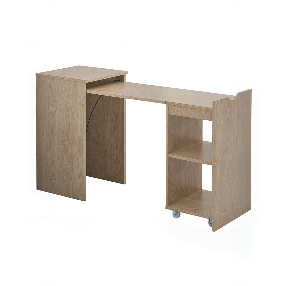 Expandable Compact Office Desk with Storage Shelves – Foldable Space-Saving Design