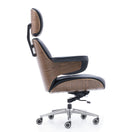 Switch Modern Genuine Leather Upholstered Office Chair with Curved Wood Shell 3 image