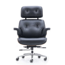 Switch Modern Genuine Leather Upholstered Office Chair with Curved Wood Shell 1 image