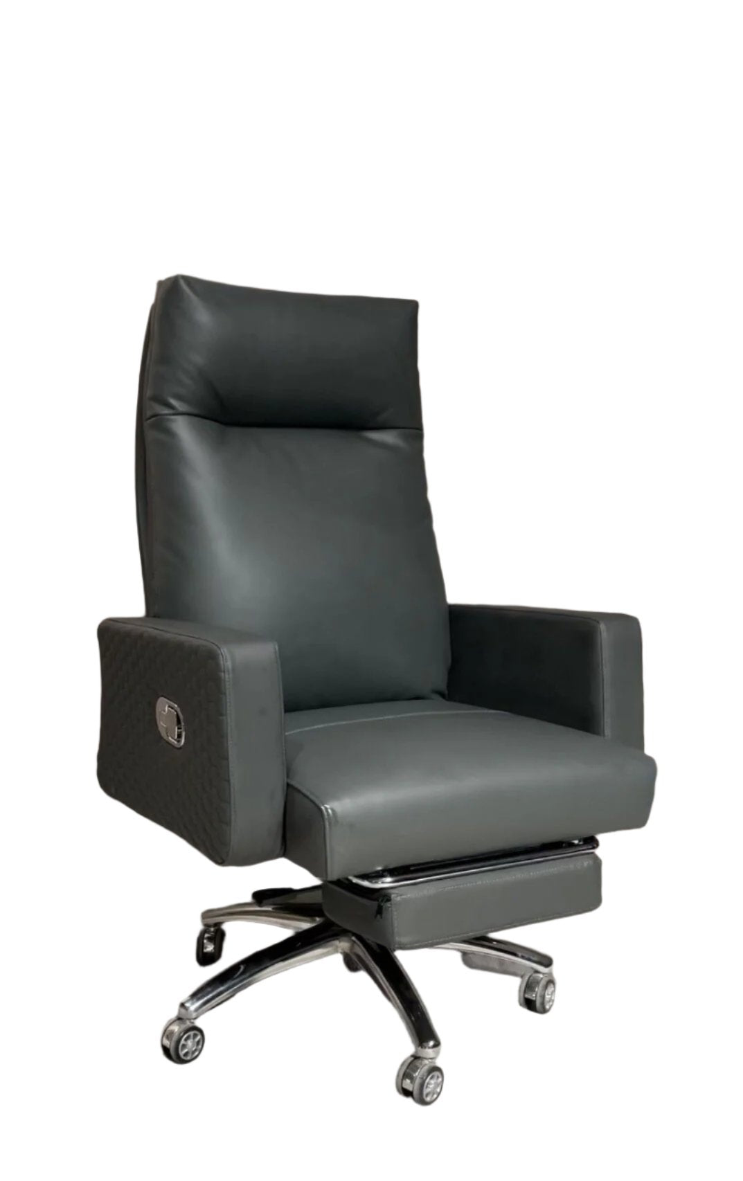 Squared Faux Leather Reclining Office Chair with Footrest