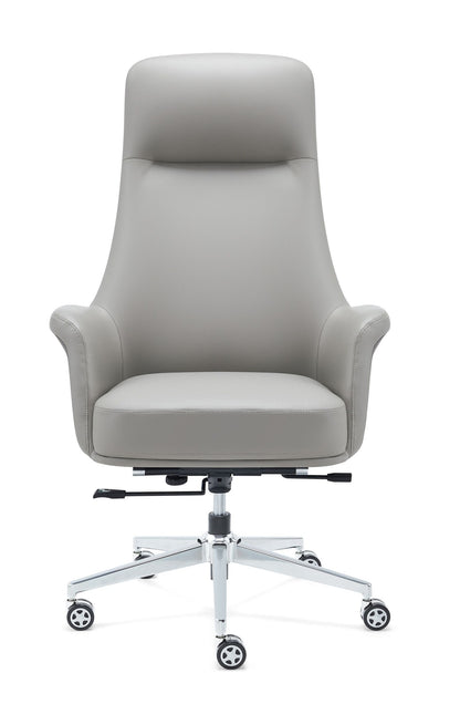 Stylish Grey Faux Leather Upholstered Office Chair with Chrome Finishes