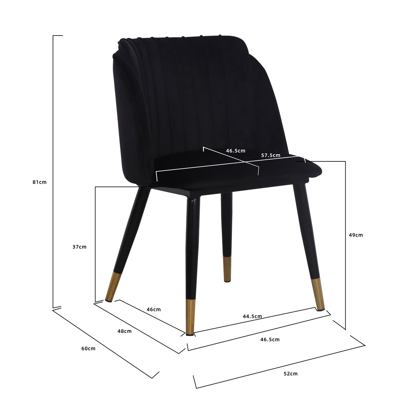 Modern Velvet Upholstered Dining Chair with Gold Trim