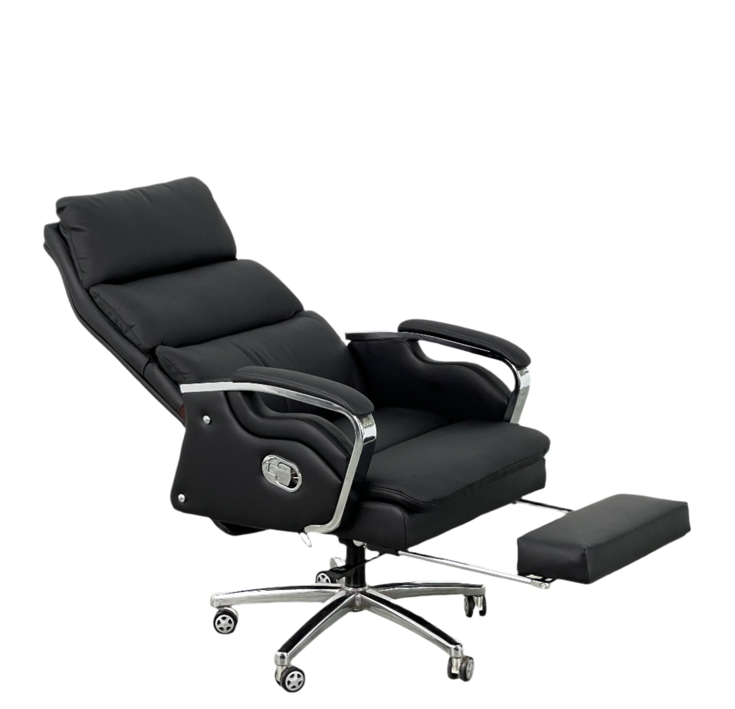 Reclining Faux Leather Office Chair with Footrest & Premium Comfort