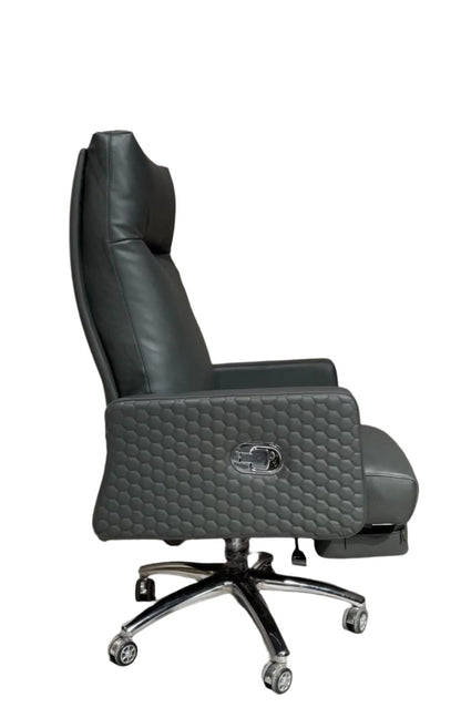 Squared Faux Leather Reclining Office Chair with Footrest