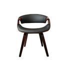 Switch Set of 2 Black Bentwood Curved Back Dining Chair, PU Leather Upholstery, Walnut Plywood Frame 2 image