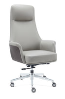 Switch Stylish Grey Faux Leather Upholstered Office Chair with Chrome Finishes 2 image