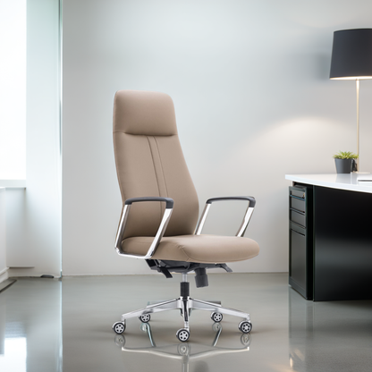 Sleek Faux Leather Upholstered Office Chair with Chrome Finishes