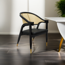 Switch Rattan-Back Dining Chair with Black Wood Frame 3 image