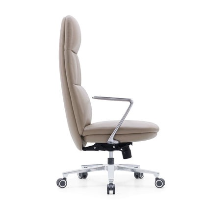 Premium Cream Faux Leather Executive Office Chair