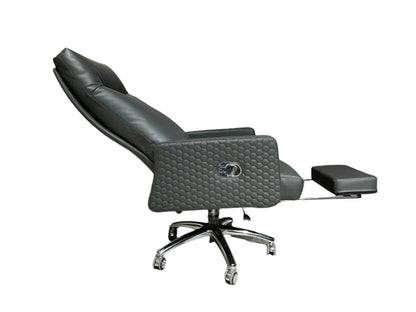 Squared Faux Leather Reclining Office Chair with Footrest