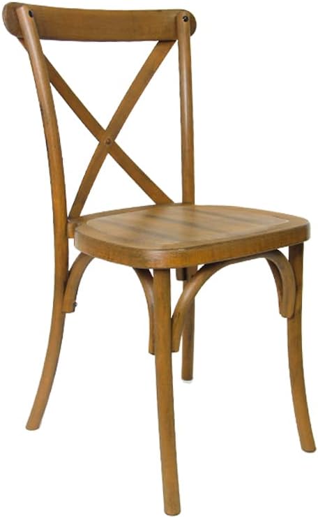 Set of 4 Farmhouse Dining Chairs, Resin Cross Back Imitation Textured for Kitchen, Wedding, Restaurant with Metal Rod-Reinforced Leg