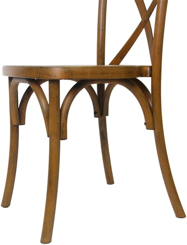 Set of 4 Farmhouse Dining Chairs, Resin Cross Back Imitation Textured for Kitchen, Wedding, Restaurant with Metal Rod-Reinforced Leg