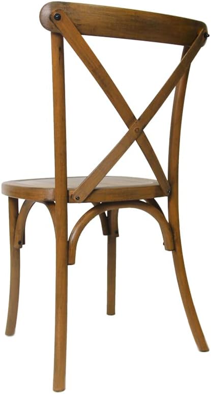 Set of 4 Farmhouse Dining Chairs, Resin Cross Back Imitation Textured for Kitchen, Wedding, Restaurant with Metal Rod-Reinforced Leg