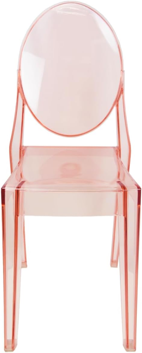 Set of 4 Pink Clear Ghost Chairs, Modern Transparent Accent Side Chairs, Stackable Dining Room Restaurant Chairs for Events, Weddings, Banquets
