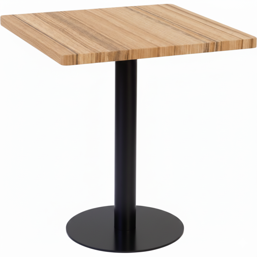 Commercial-Grade Indoor & Outdoor Table with Reinforced Stone-Composite Top: Natural Wood Look