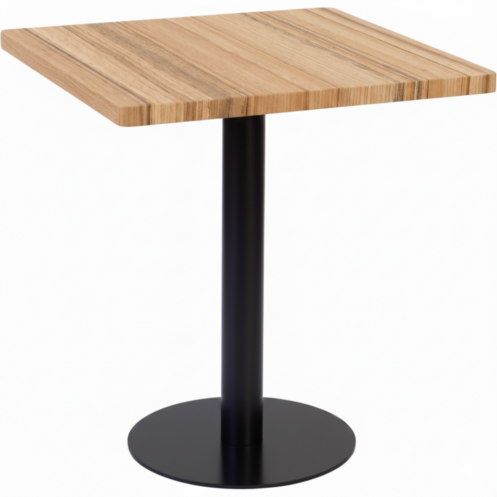 Commercial-Grade Indoor & Outdoor Table with Reinforced Stone-Composite Top: Natural Wood Look