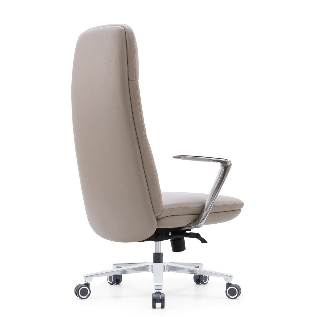 Premium Cream Faux Leather Executive Office Chair