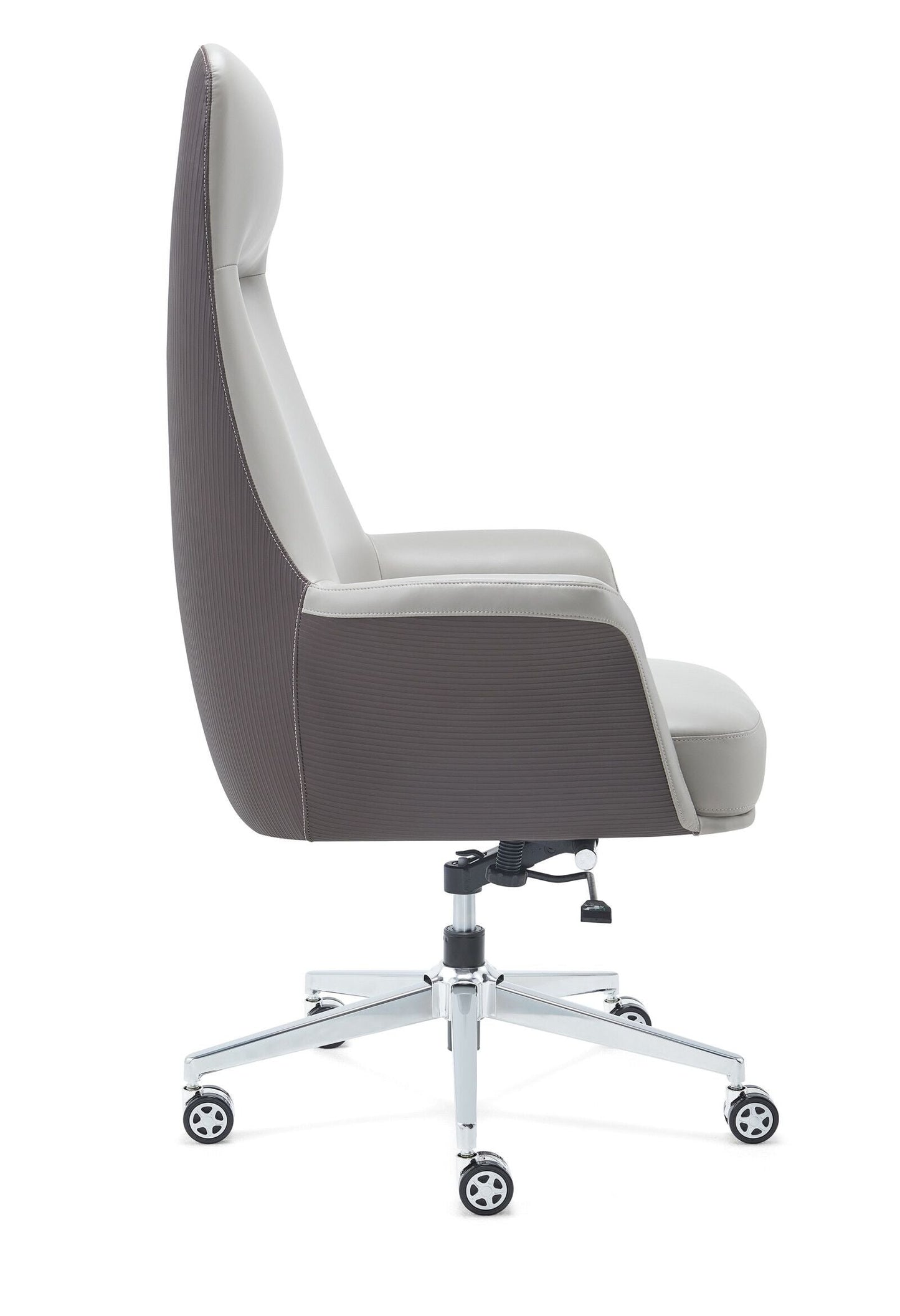 Stylish Grey Faux Leather Upholstered Office Chair with Chrome Finishes