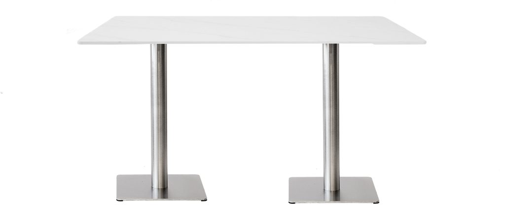 White Sintered Stone Marble-like Table with Base