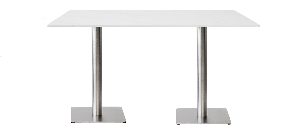 White Sintered Stone Marble-like Table with Base