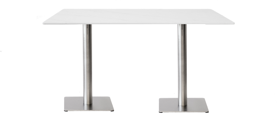 White Sintered Stone Marble-like Table with Base
