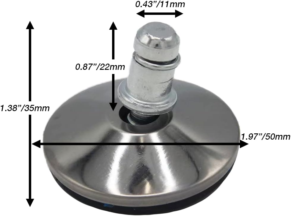 Office Chair Stool Fixed Stationary Foot Anti-Slip Bell Glides Low Profile Bell Glides Replacement Without Casters Wheels Set of 5 (Small and large options)