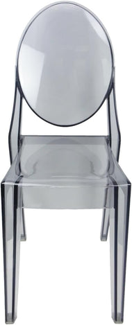 Set of 4 Smoke Gray Clear Ghost Chairs, Modern Transparent Side Chairs, Stackable Dining Room Restaurant Chairs for Events, Weddings, Banquets