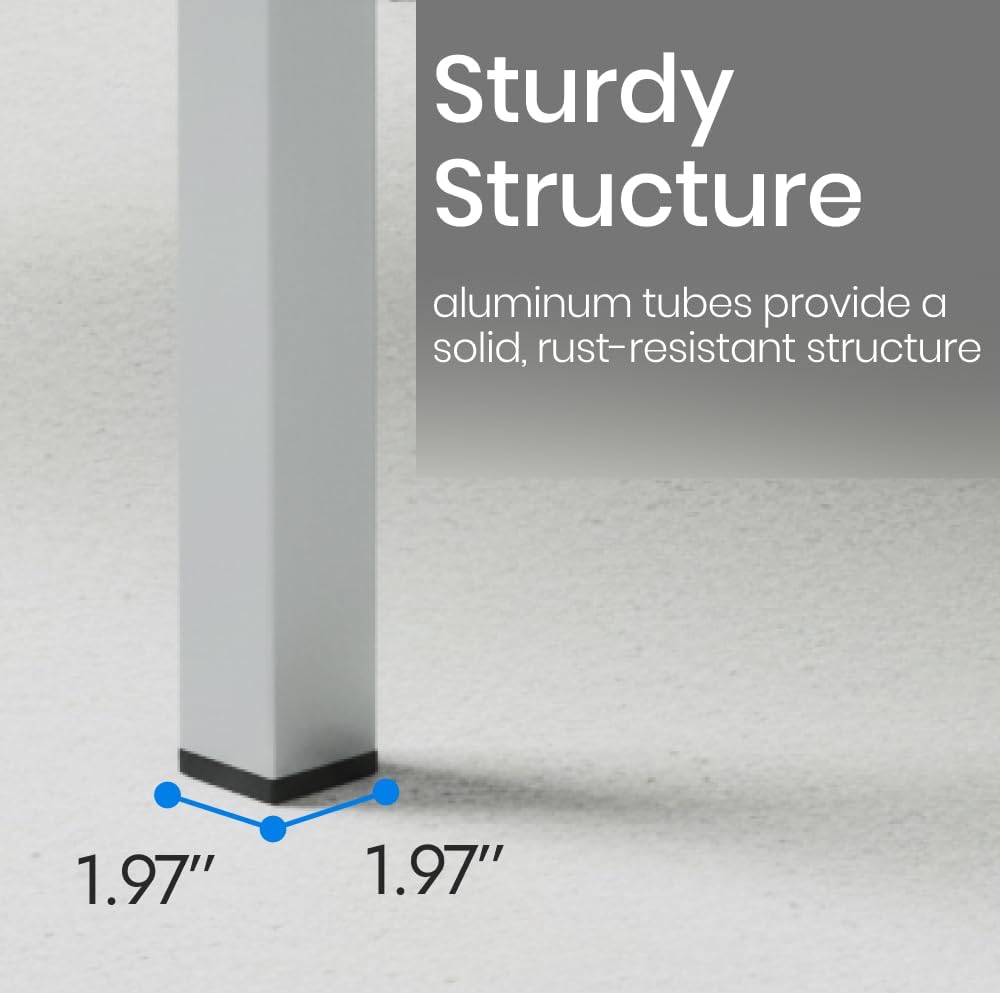 Teak Outdoor Dining Table – Aluminum Frame with Teak-Look Plastic Wood Slats (35.4" x 35.4")