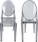 Switch Set of 4 Smoke Gray Clear Ghost Chairs, Modern Transparent Side Chairs, Stackable Dining Room Restaurant Chairs for Events, Weddings, Banquets 4 image