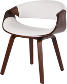 Switch Set of 2 White Bentwood Curved Back Dining Chair, PU Leather Upholstery, Walnut Plywood Frame 2 image