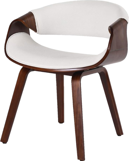 Bentwood Curved Back Dining Chair, PU Leather Upholstery, Walnut Plywood Frame