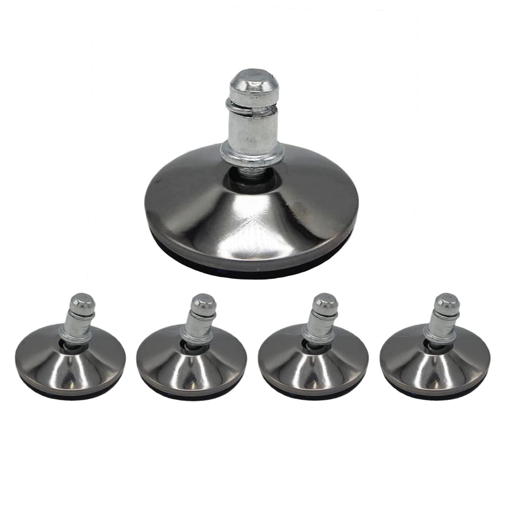 Office Chair Stool Fixed Stationary Foot Anti-Slip Bell Glides Low Profile Bell Glides Replacement Without Casters Wheels Set of 5 (Silver Large)