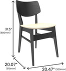 Switch Set of 2 Black Rectangular-Back Wood Dining Chair with Cream PU Upholstery 3 image