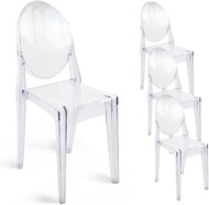 Set of 4 Clear Ghost Chairs, Modern Transparent Accent Side Chairs, Stackable Dining Room Restaurant Chairs for Events, Weddings, Banquets
