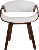 Switch Set of 2 White Bentwood Curved Back Dining Chair, PU Leather Upholstery, Walnut Plywood Frame 3 image