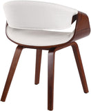 Switch Set of 2 White Bentwood Curved Back Dining Chair, PU Leather Upholstery, Walnut Plywood Frame 4 image