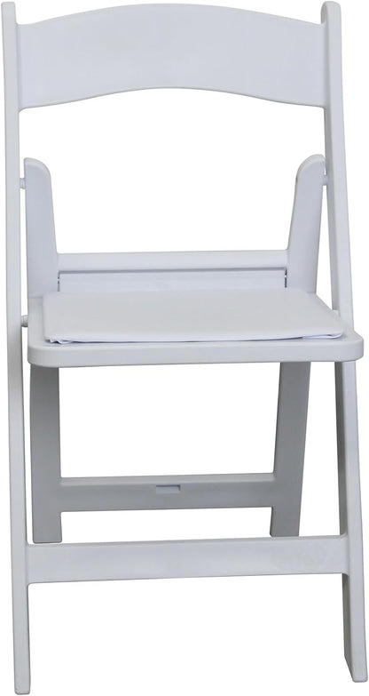 Set of 4 White Folding Chair with Vinyl Seat, Resin Stackable Dining Chairs for Weddings, Parties, Church, Kitchen, Events Banquet